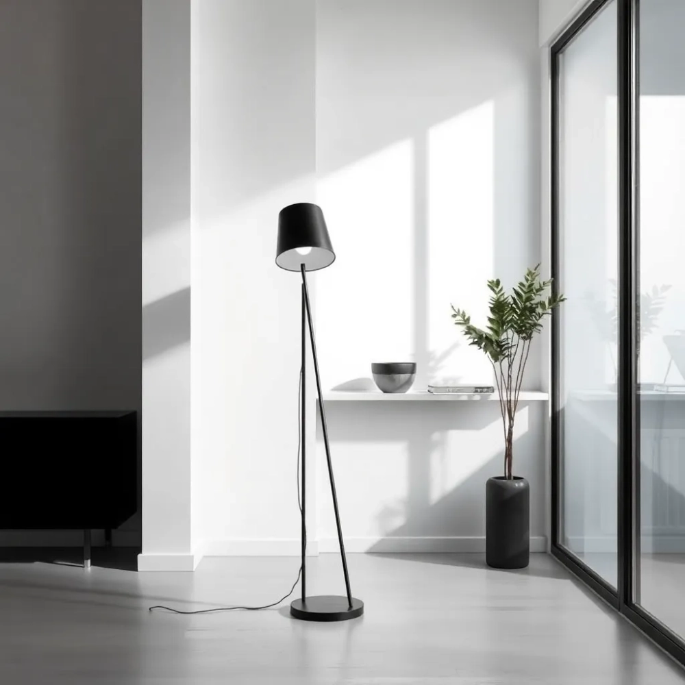 Lampa podłogowa czarna Nowoczesna