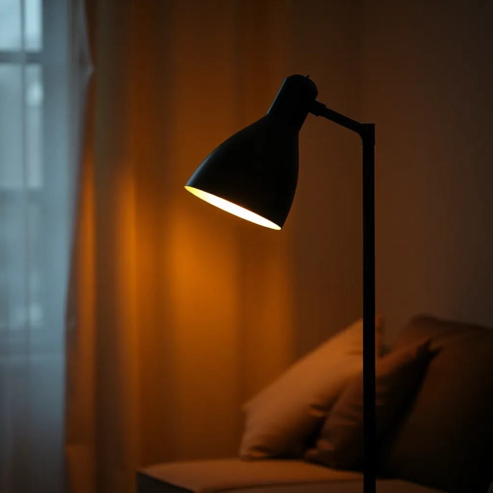 Lampa podłogowa do czytania czarna