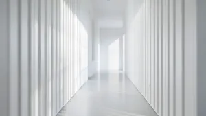 białe lamele na ścianie do korytarzu