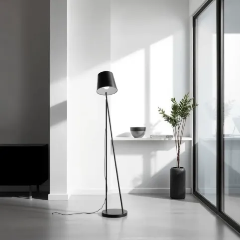 Lampa podłogowa czarna Nowoczesna
