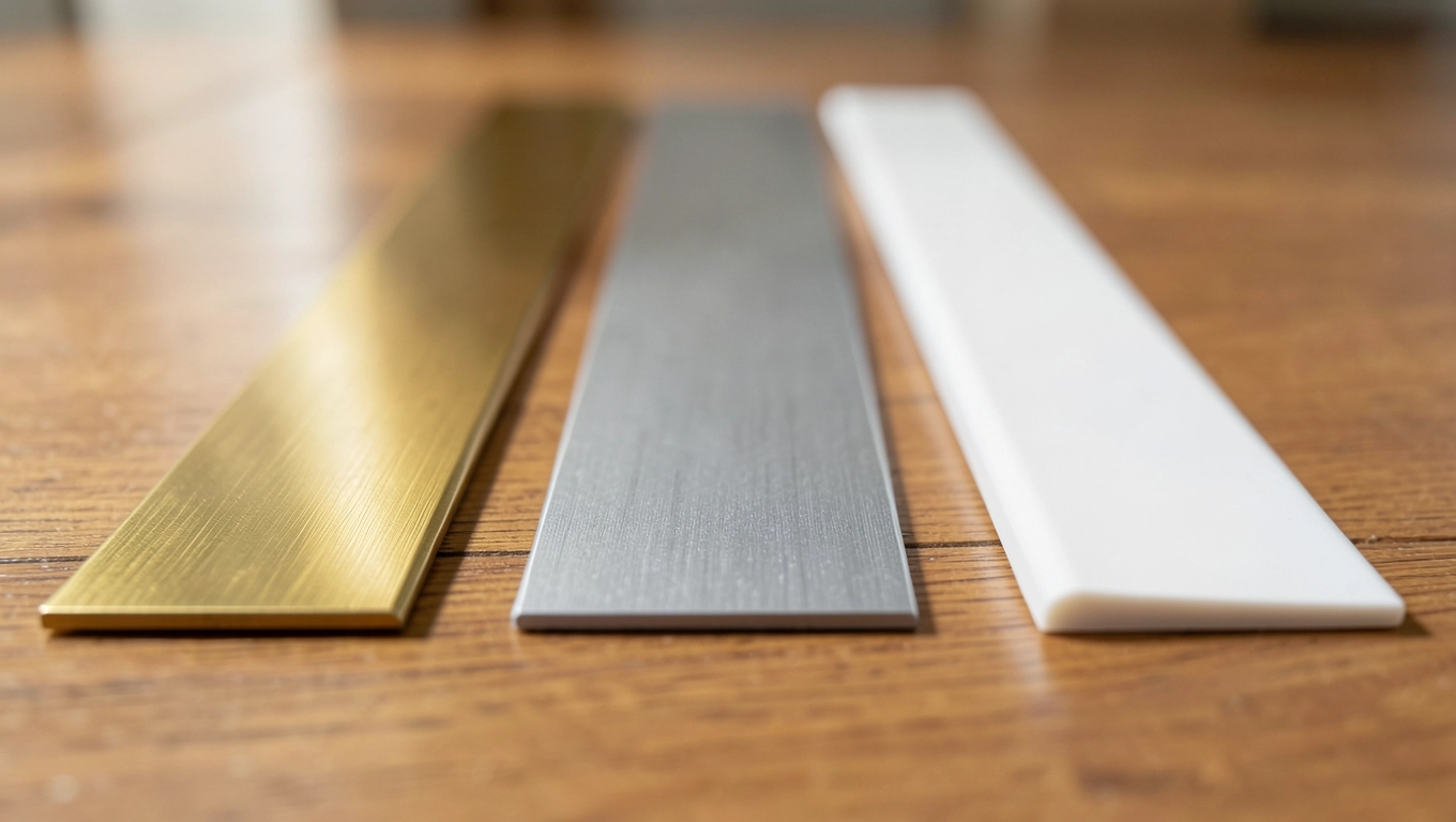 Mosiądź, aluminium czy PVC? Porównanie materiałów listew łączących