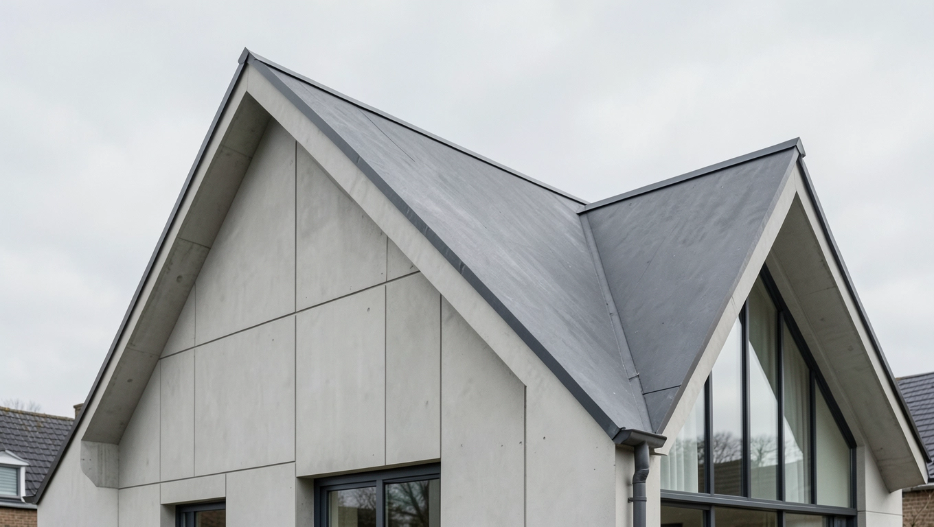 Beton architektoniczny w fasadach dwuspadowych