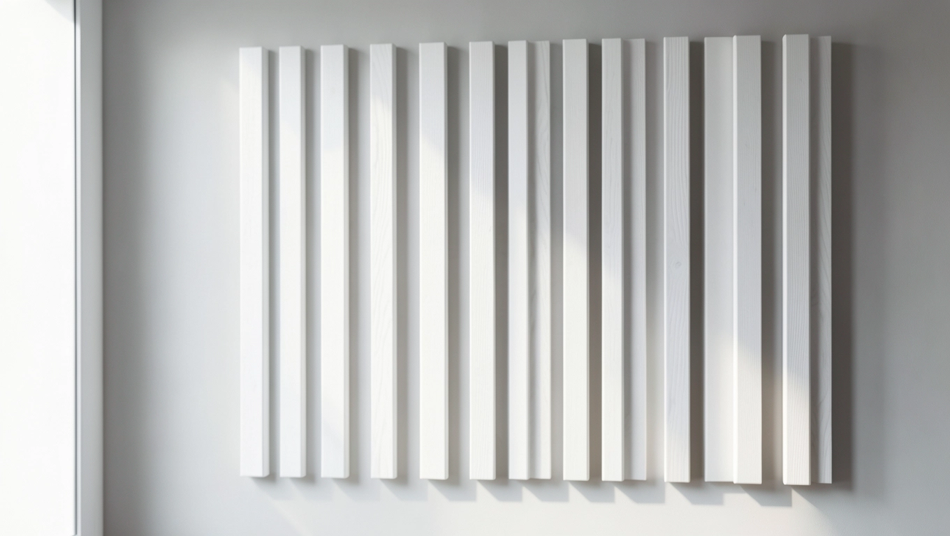 białe lamele na ścianie