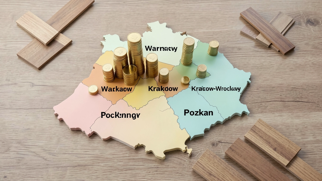 Ceny robocizny lameli w regionach Polski 2026
