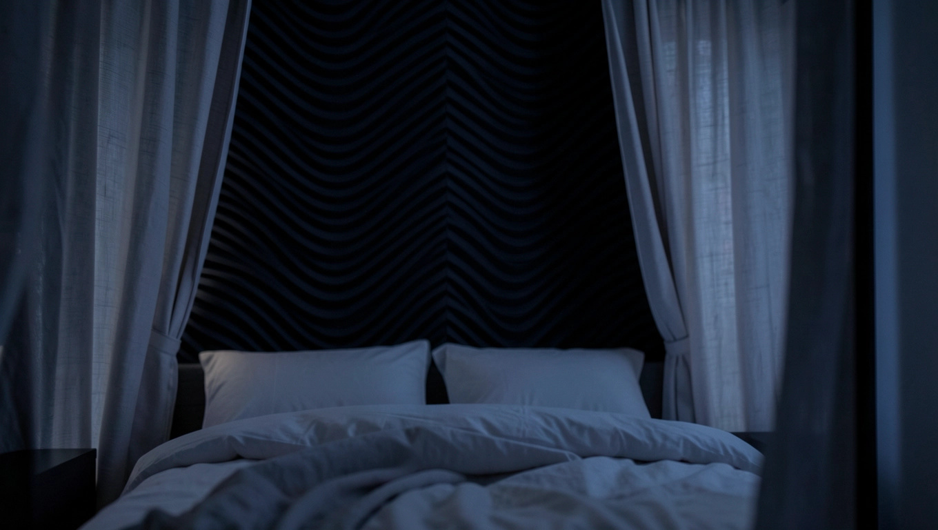 Czarne lamele w sypialni