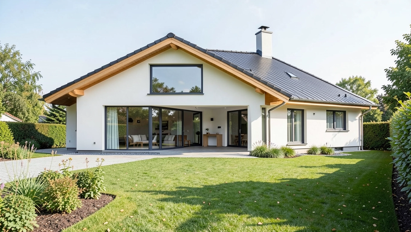 dom parterowy 120m2 dach dwuspadowy