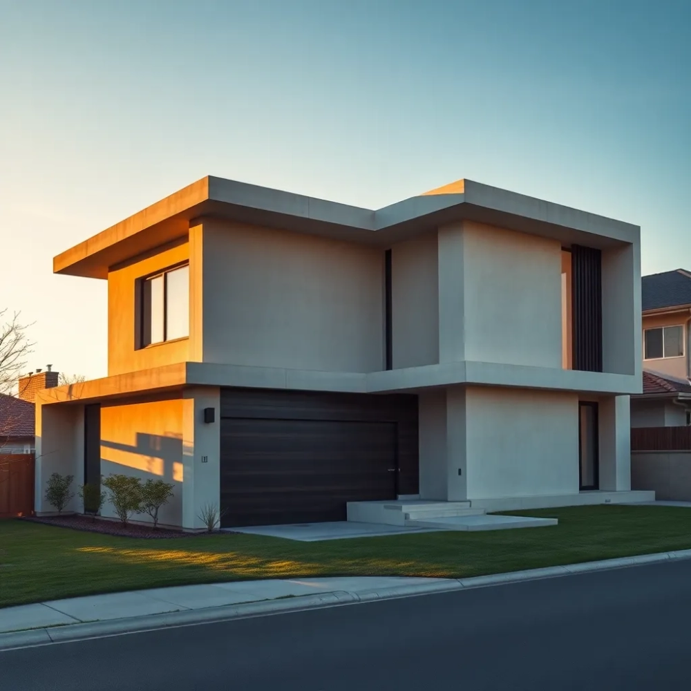 dom w kształcie litery l z płaskim dachem