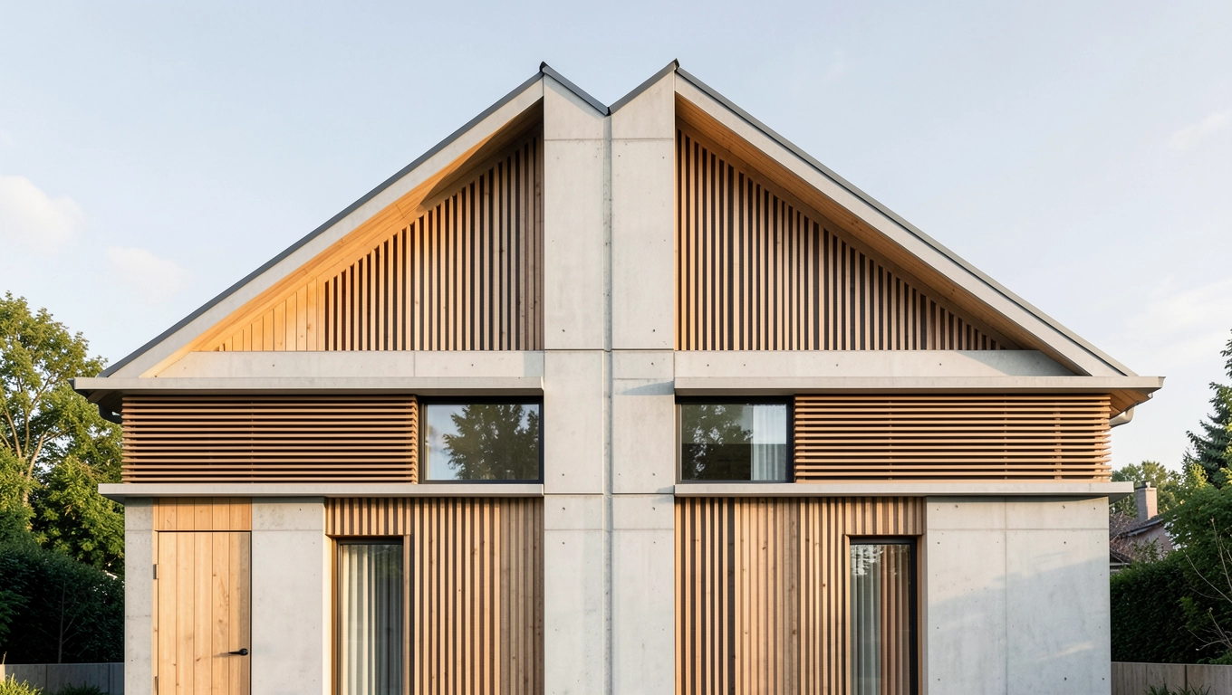 Geometryczne formy elewacji z dachem dwuspadowym