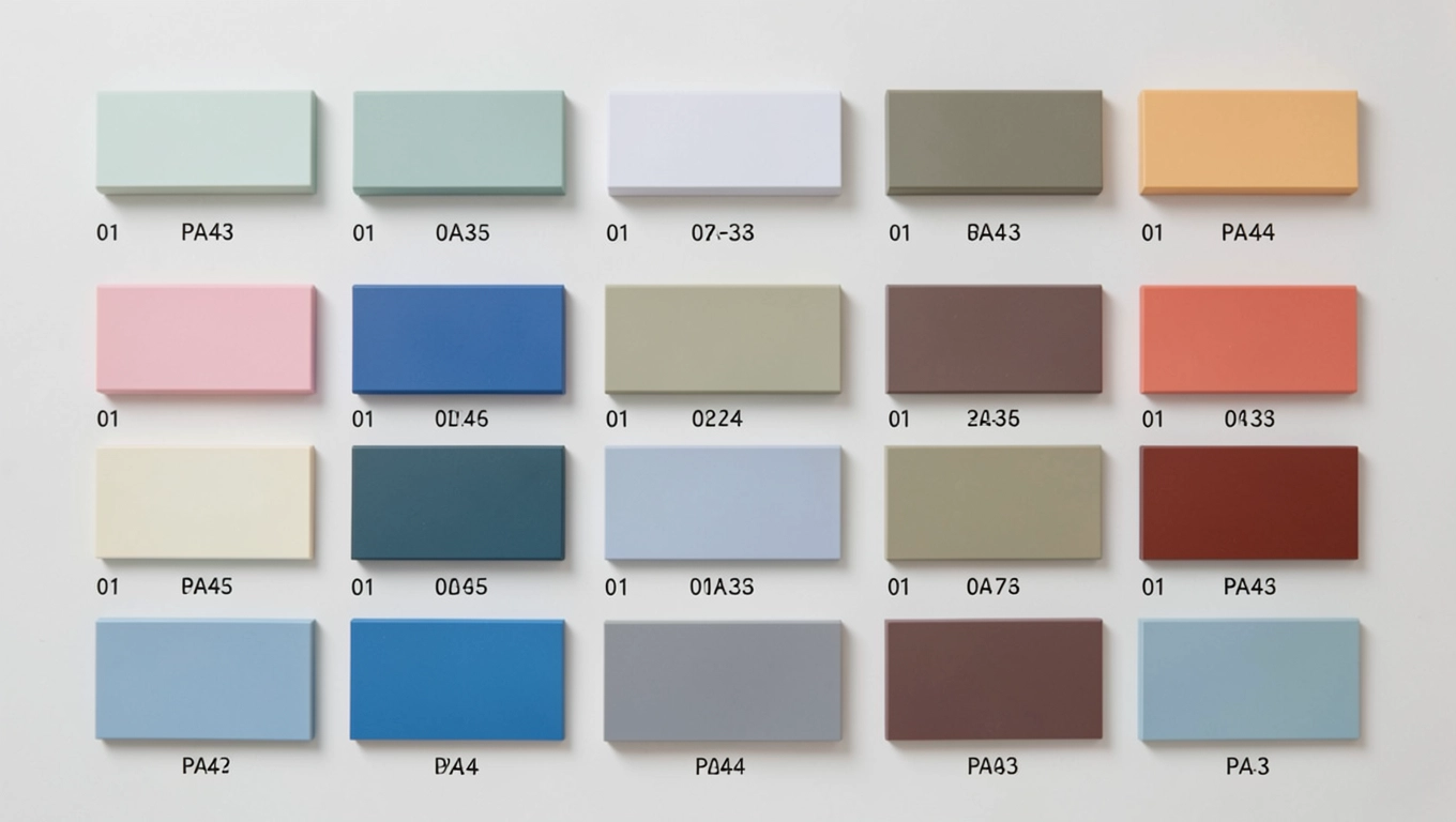 Kody kolorów lameli PA43 do rolet zewnętrznych