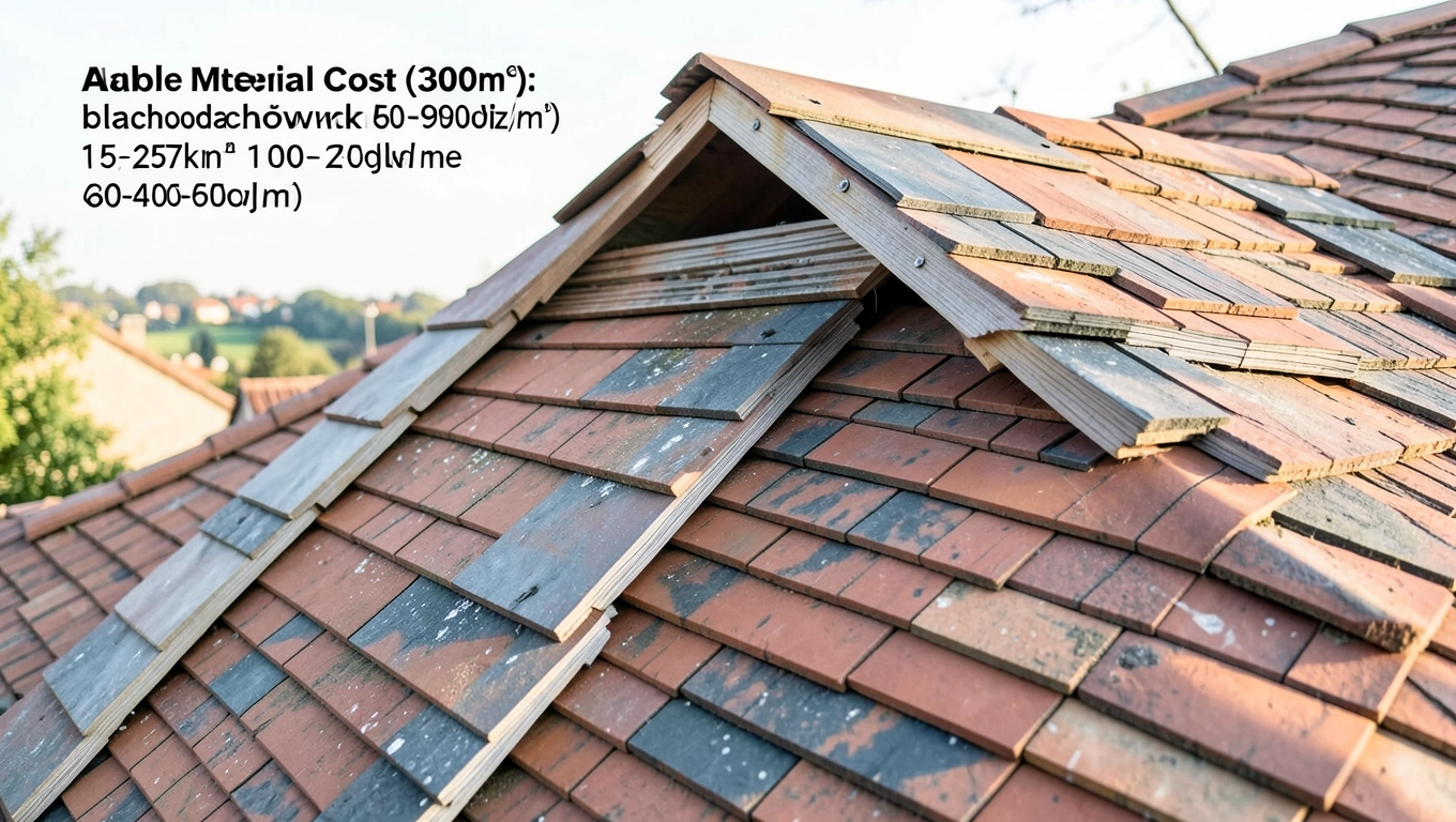 Koszt materiałów na dach dwuspadowy 300 m²