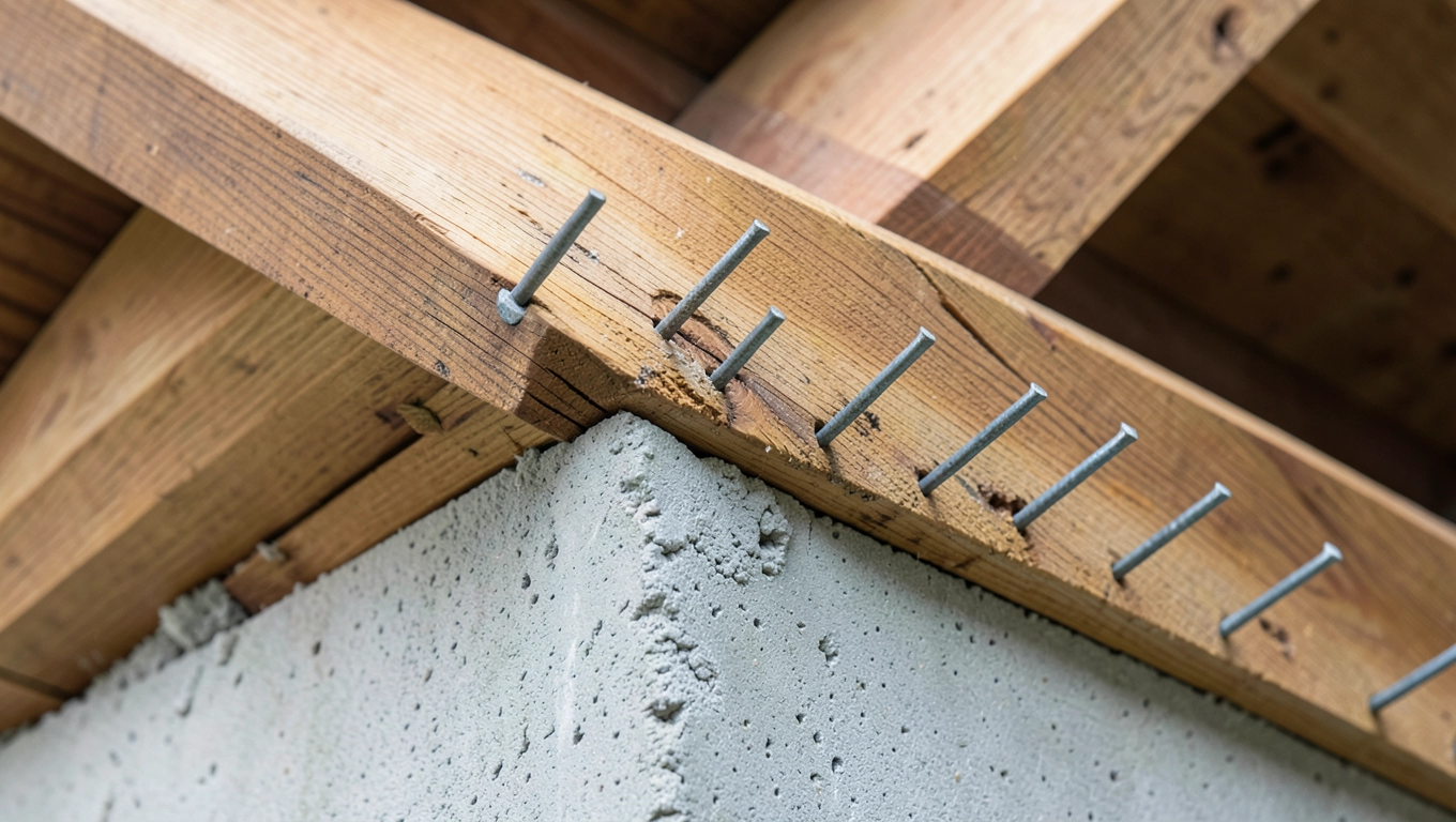 Łączenie krokwi w dachu dwuspadowym