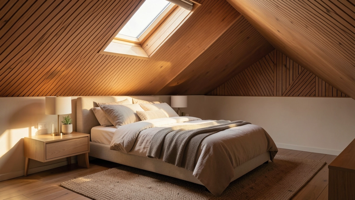 Lamele na poddaszu że skosami