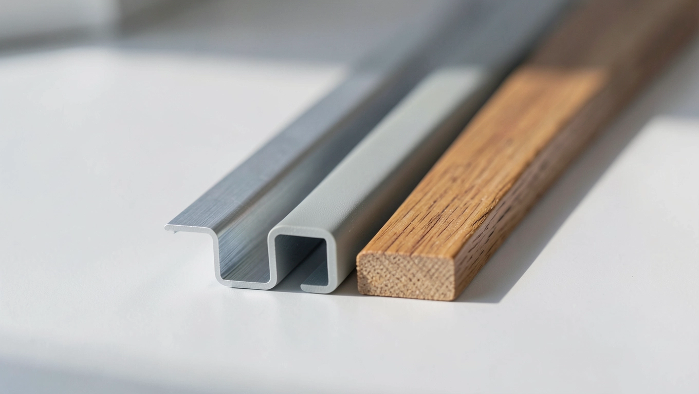 Materiały listew łączeniowych aluminium, PVC i drewno