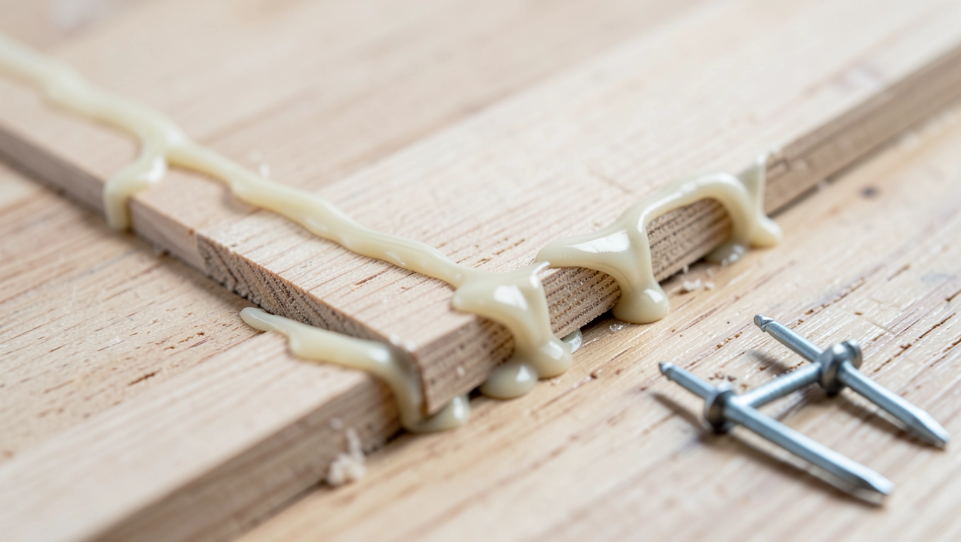 Mocowanie lameli klejem lub szpilkami