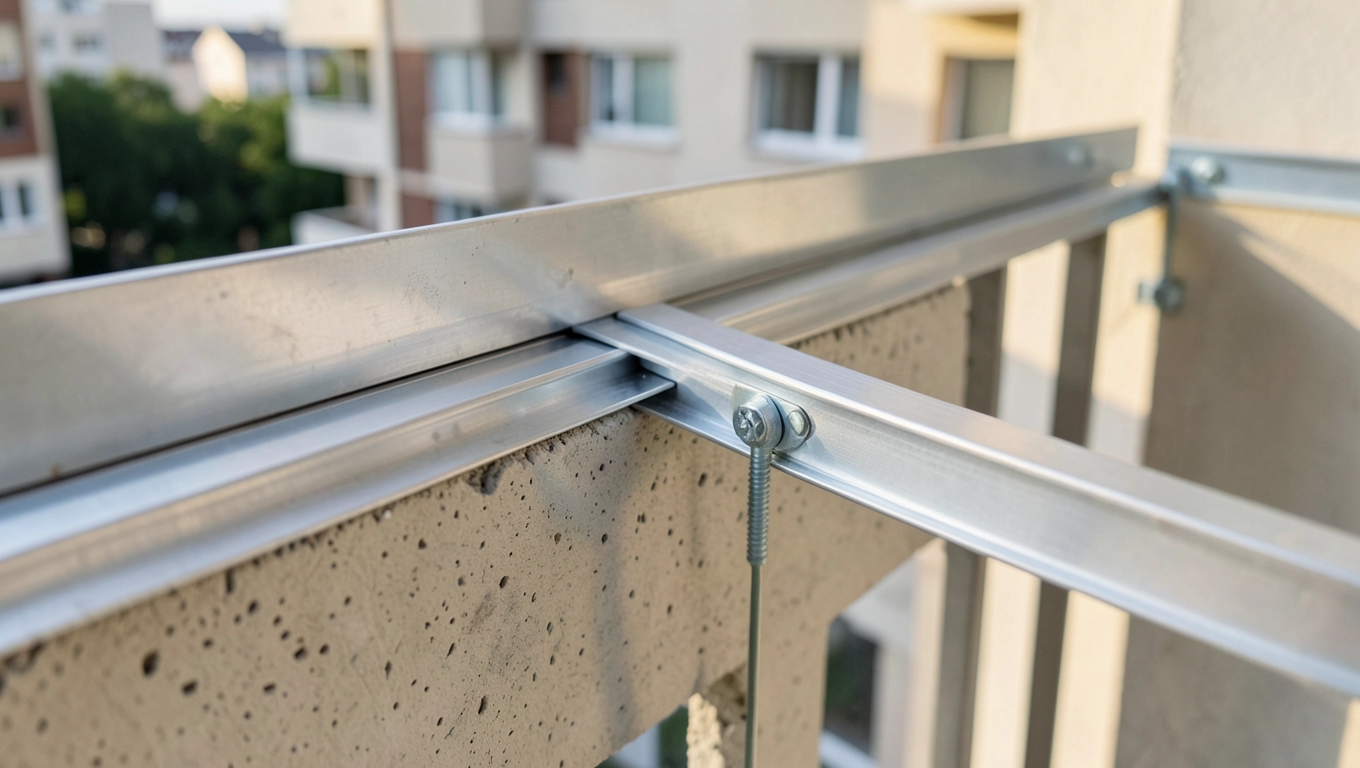 Montaż lameli aluminiowych na balkonie bloku