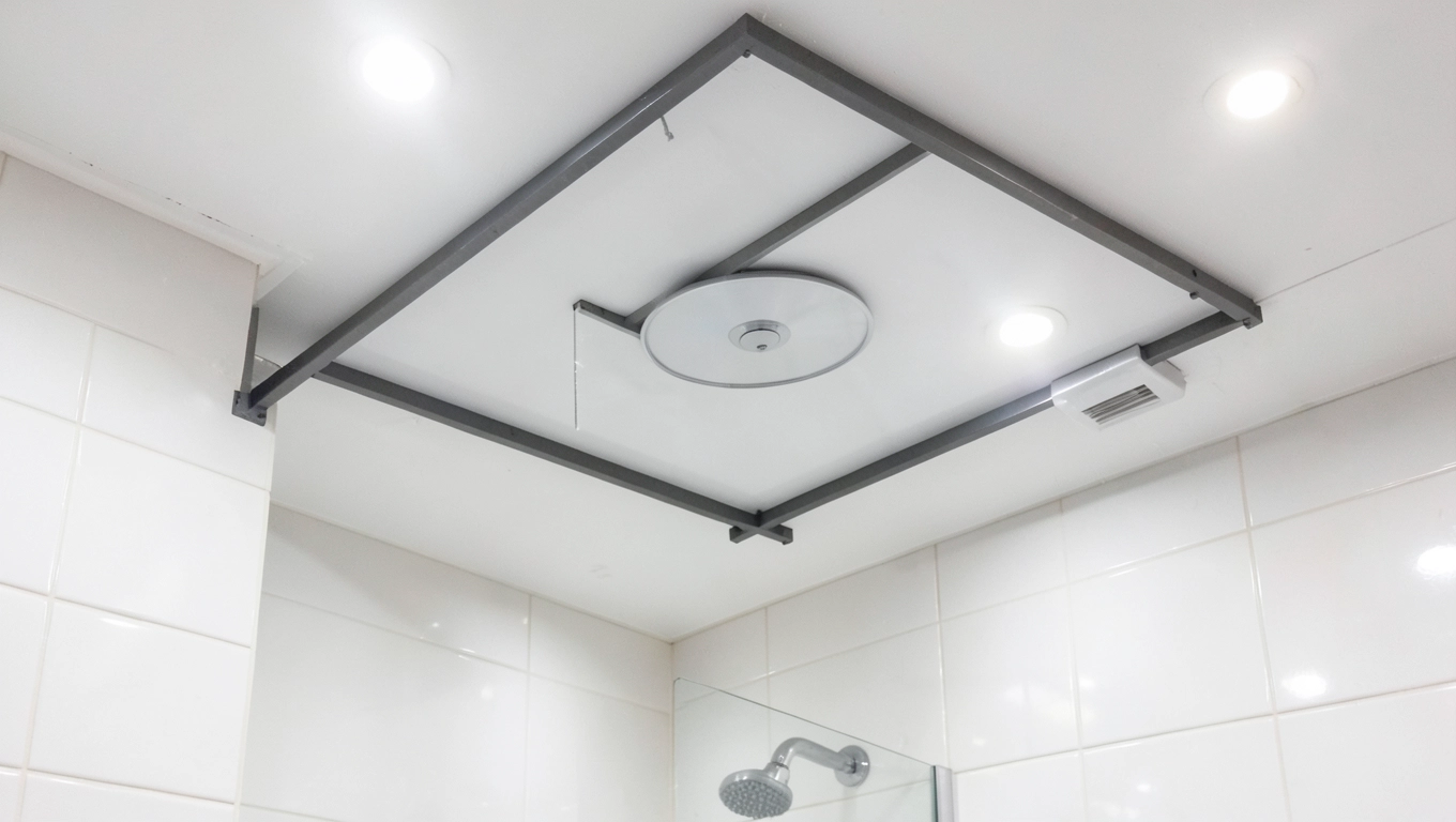 Montaż lameli na suficie w łazience