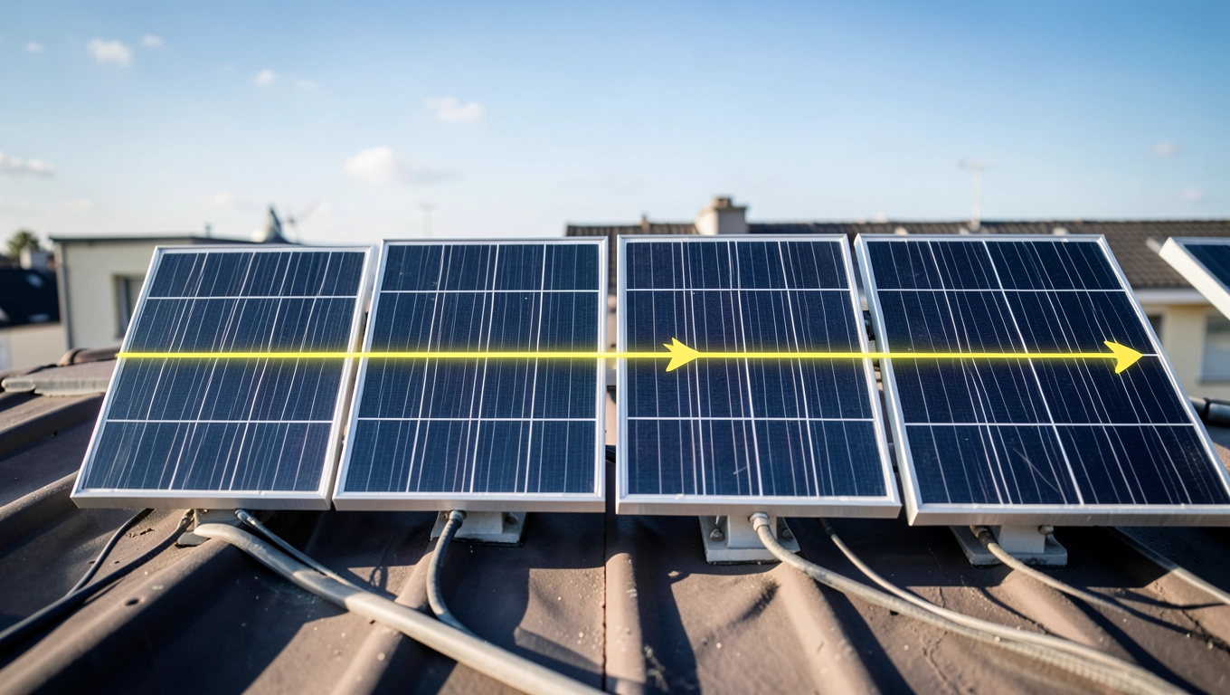 Napięcie i prąd w stringu szeregowym PV