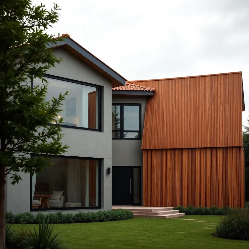 Nowoczesny dom z brązowym dachem