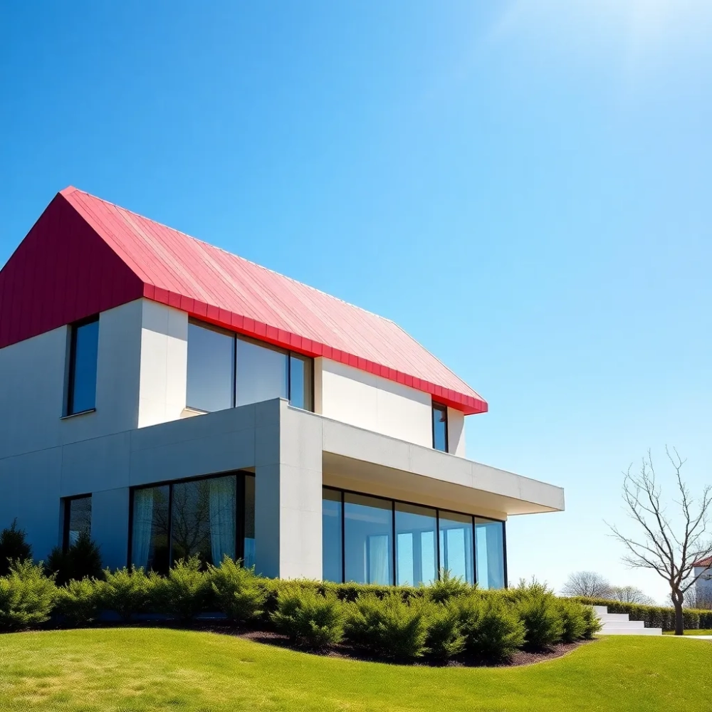 Nowoczesny dom z czerwonym dachem