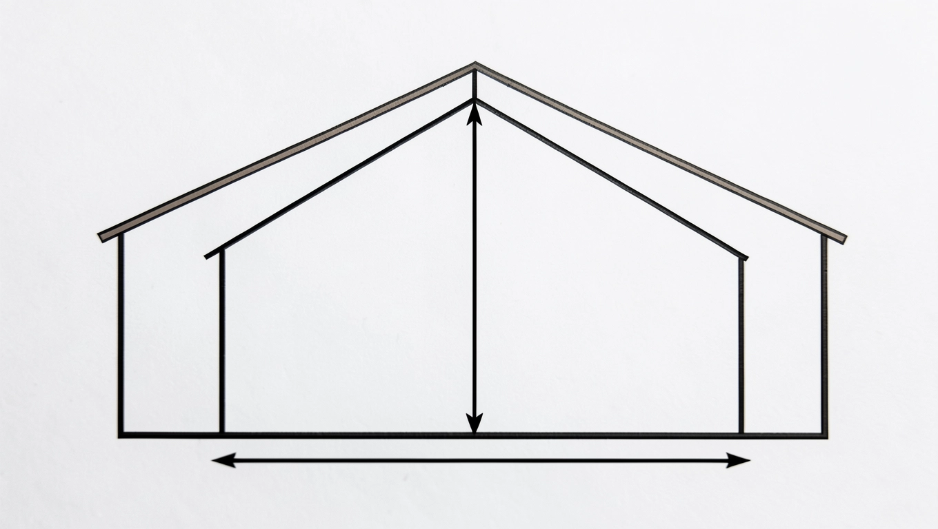 Obliczenia z rzutu poziomego dachu dwuspadowego