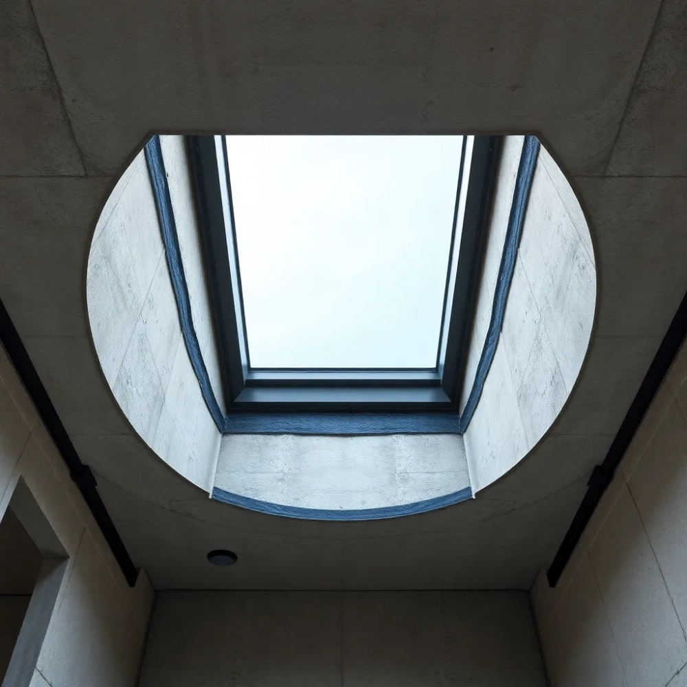 Obróbka okna dachowego w stropie betonowym