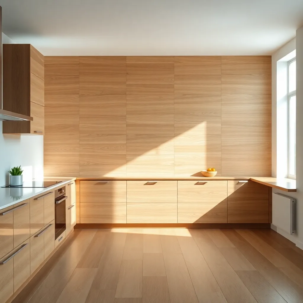 Panele podłogowe na ścianie w kuchni