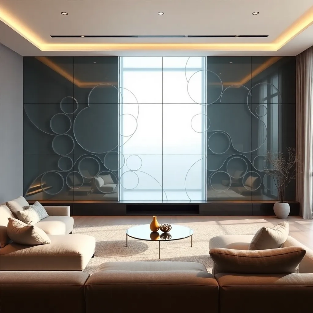 Panele szklane do salonu 3D