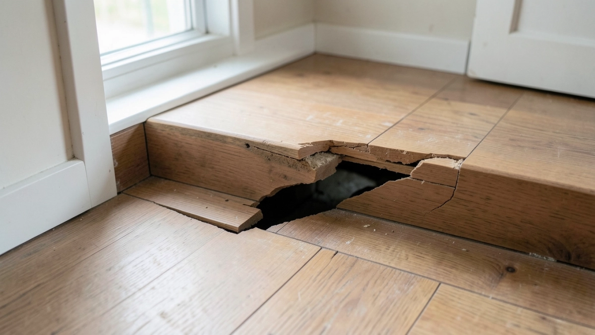 Połączenie schodów z panelami na piętrze