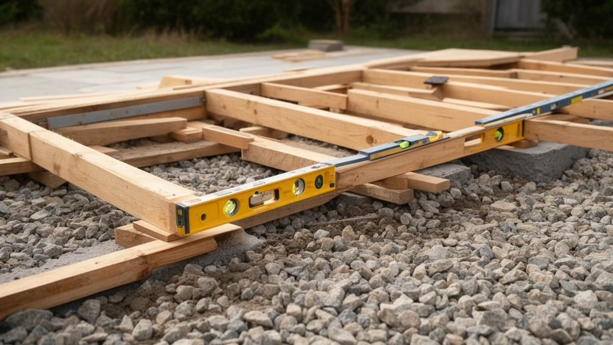 poziomowanie legarów pod taras