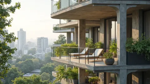 balkon na słupach betonowych