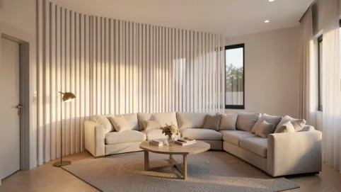 Białe lamele w salonie