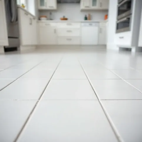 Białe płytki podłogowe do kuchni