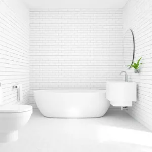 Białe płytki podłogowe do łazienki