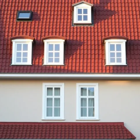Brązowy dach białe okna jaka elewacja