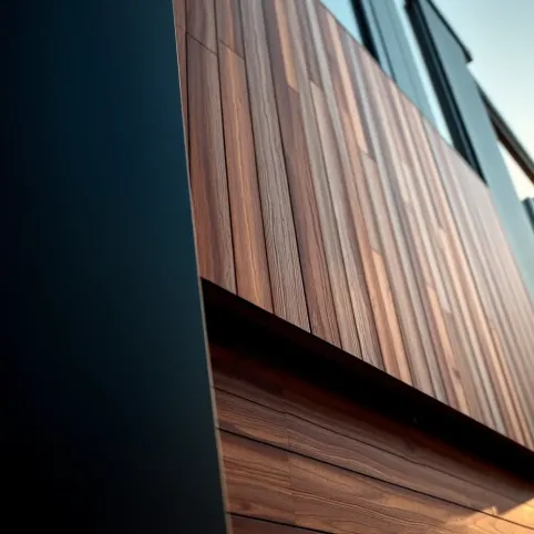 Ciemna elewacja z drewnem