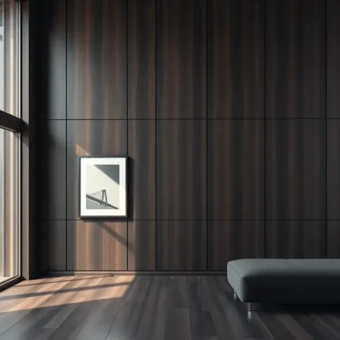 Ciemne panele w salonie