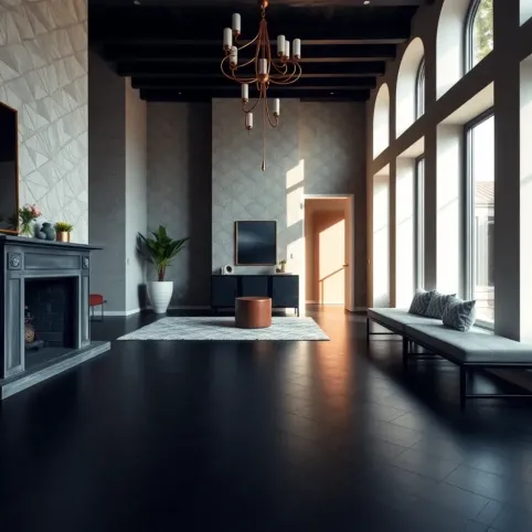 Czarna podłoga w domu