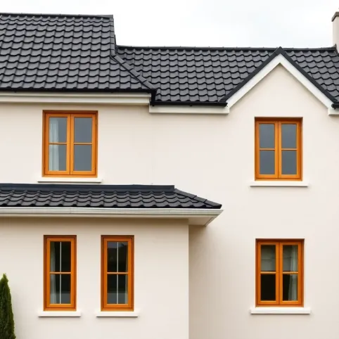Czarny dach okna złoty dąb jaką elewacja
