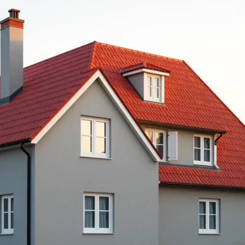 Czerwony dach białe okna jaką elewacja