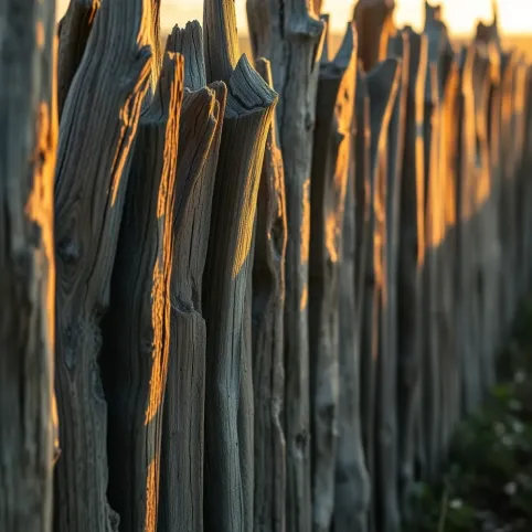 Dawne ogrodzenie z grubych zaostrzonych pali