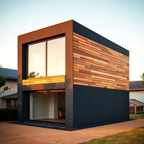 Dom kostka elewacja z drewnem