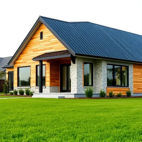 Dom z czarnym dachem