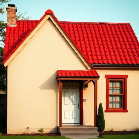 Dom z czerwonym dachem elewacja