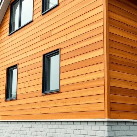 Drewniana elewacja na murowanym domu
