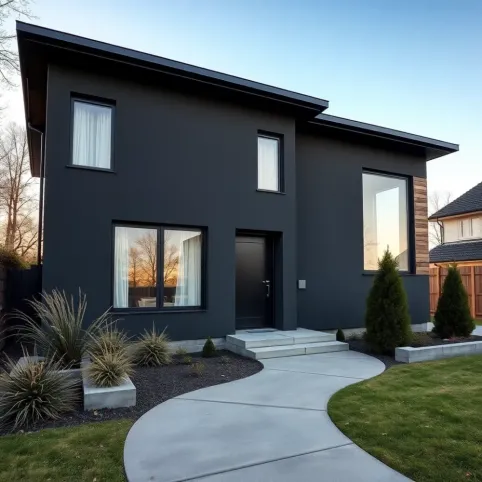 Elewacja domu kostki z lat 70