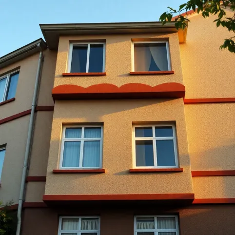 Elewacje domów piętrowych z lat 80