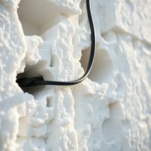 Kable w styropianie na elewacji