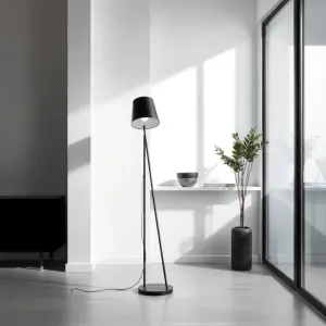 Lampa podłogowa czarna Nowoczesna