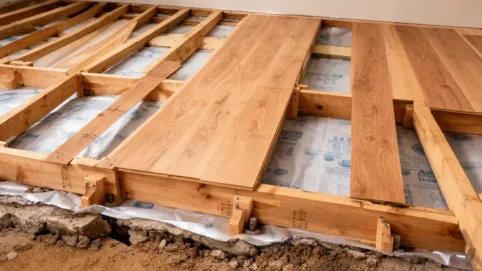 montaż podłogi drewnianej na legarach