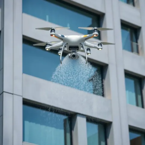 Mycie elewacji dronem